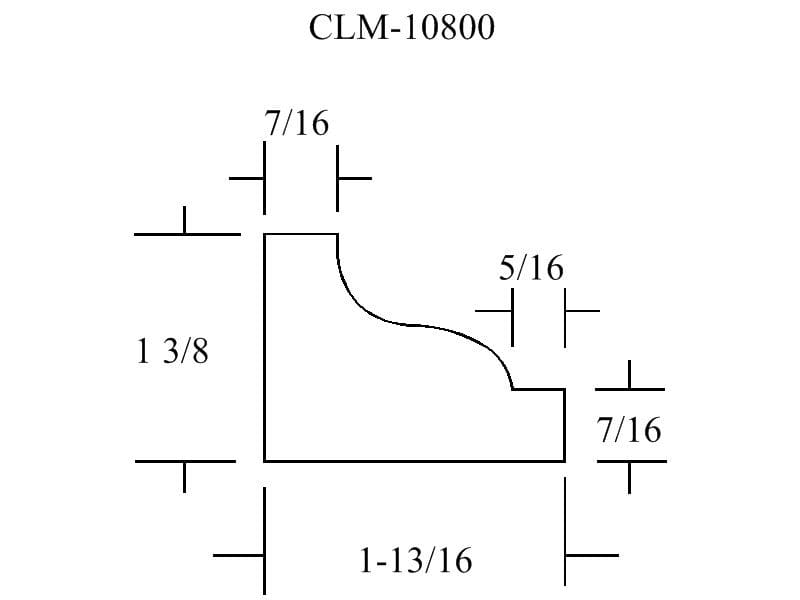 Diagram showing dimensions of a molding profile.