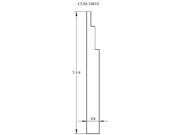 Line drawing of a 7 1/4 inch by 3/4 inch door casing.