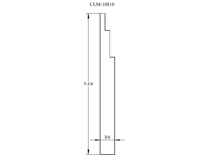 Line drawing of a 7 1/4 inch by 3/4 inch door casing.