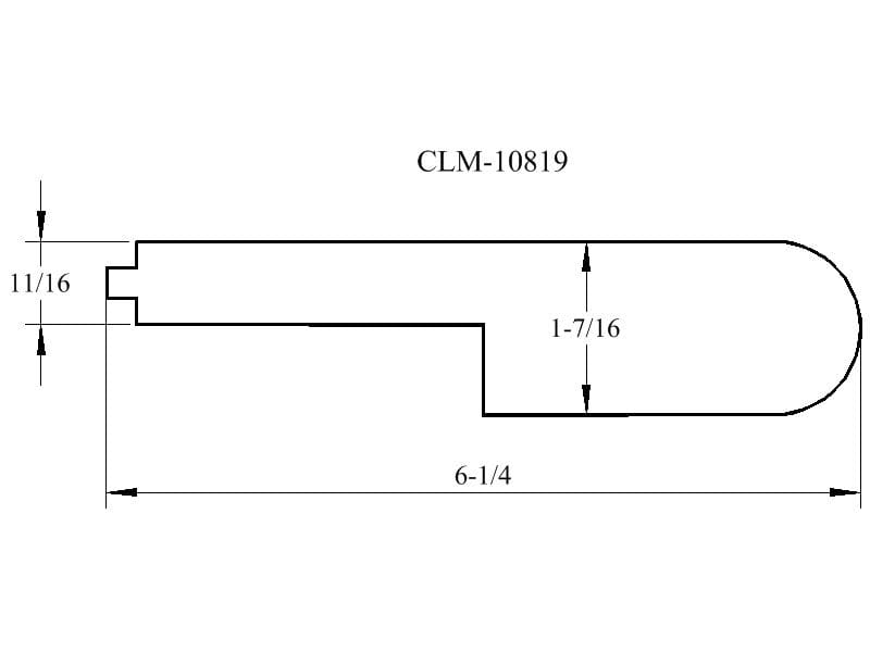 Line drawing of a key blank, CLM-10819.