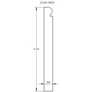 Line drawing of a 7 1/4" by 3/4" casing.