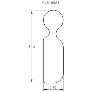 Line drawing of a door handle, CLM-10833.