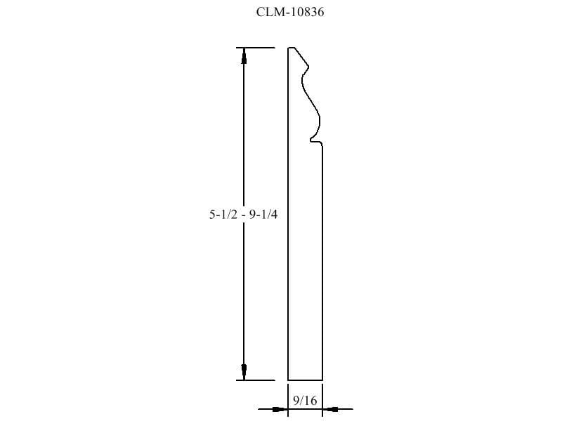 Line drawing of a door casing profile.