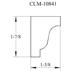 Line drawing of a curved molding profile.