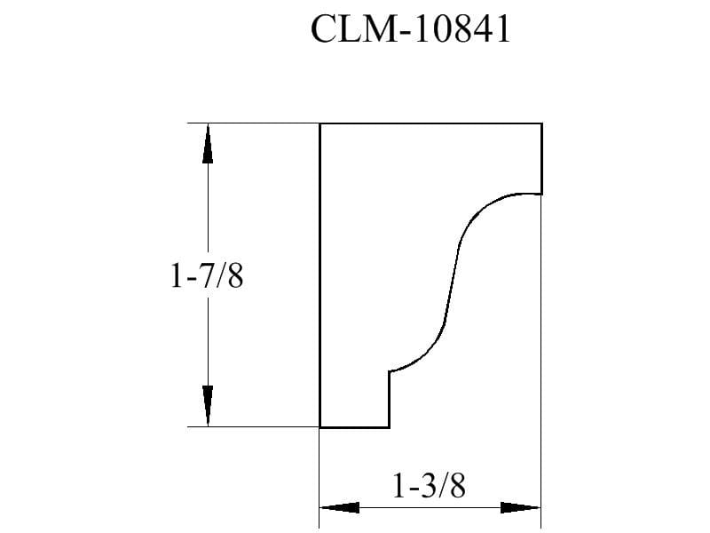 Line drawing of a curved molding profile.