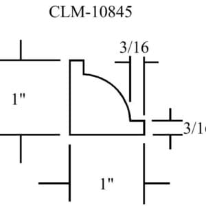 Line drawing of a 1" x 1" corner molding.