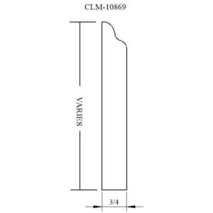 Line drawing of a trim molding profile.