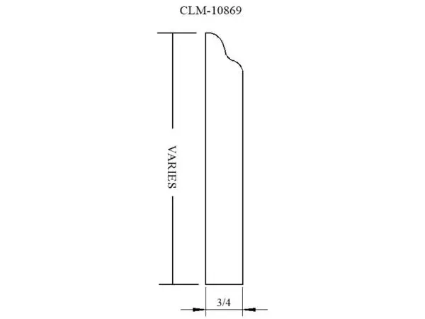 Line drawing of a trim molding profile.