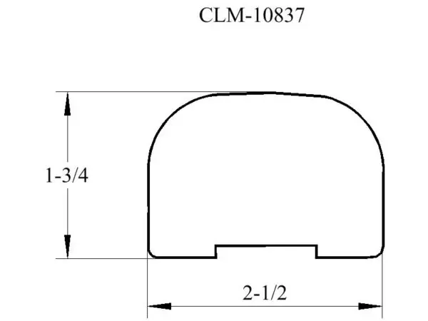 Line drawing of a 1-3/4" by 2-1/2" cap.