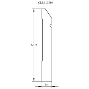 Line drawing of a 5 1/2 by 3/4 inch molding.