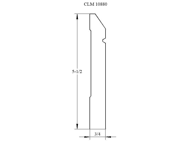 Line drawing of a 5 1/2 by 3/4 inch molding.