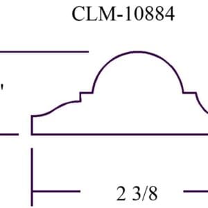 Cove molding with 1" height and 2 3/8" width.