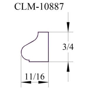 Line drawing of CLM-10887 trim piece.