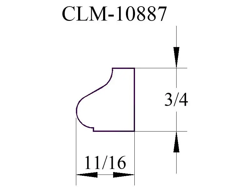 Line drawing of CLM-10887 trim piece.