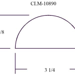 Diagram of a semicircle with dimensions.