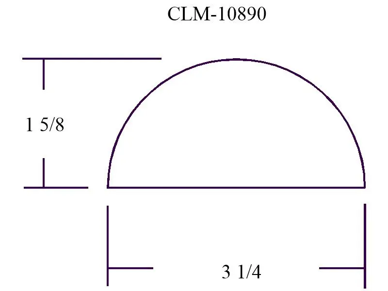 Diagram of a semicircle with dimensions.