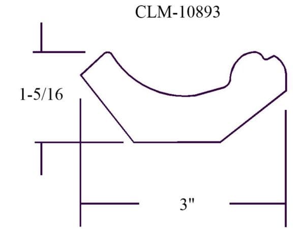 Line drawing of a 3-inch profile.