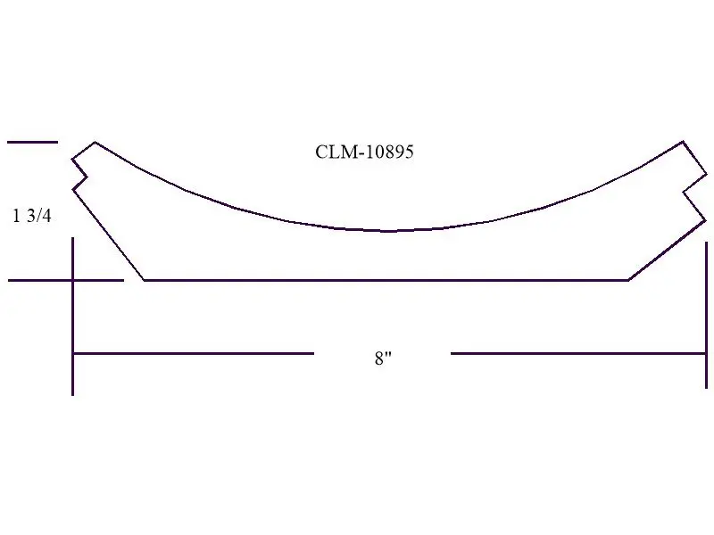 Line drawing of a curved molding.