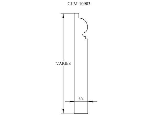 Line drawing of a molding profile.