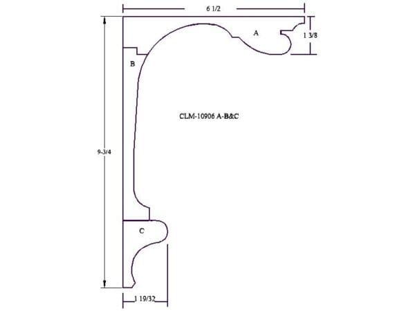 Line drawing of molding profile CLM-10906.