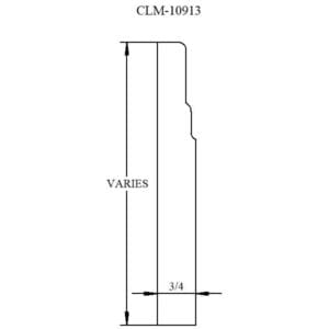 Line drawing of a 3/4 inch trim piece.