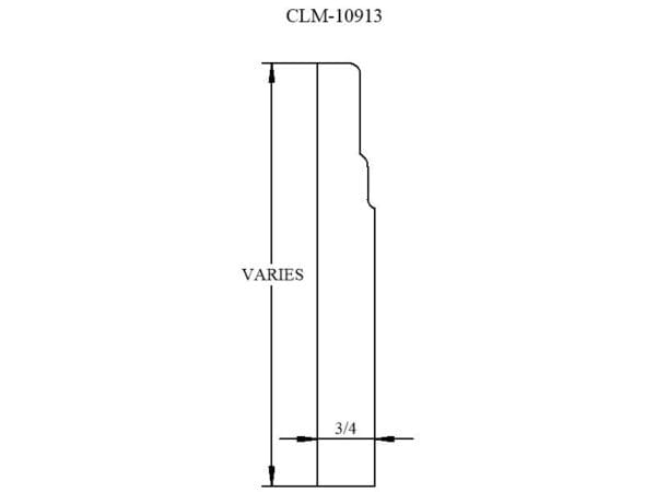 Line drawing of a 3/4 inch trim piece.