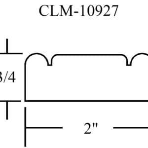 Line drawing of a 3/4 by 2 inch molding.