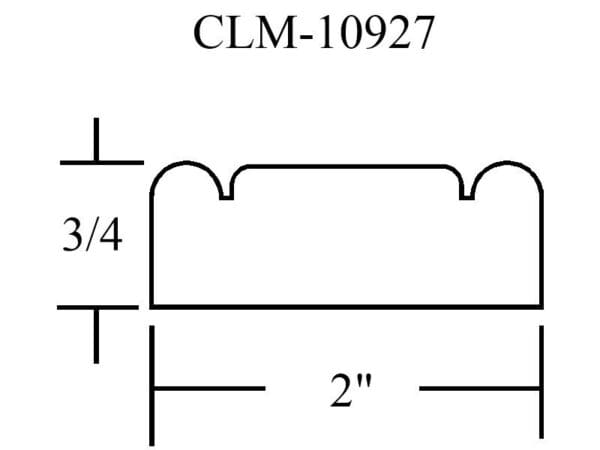 Line drawing of a 3/4 by 2 inch molding.