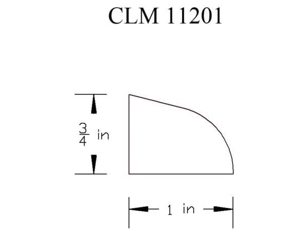 CLM 11201 - 3/4 in x 1 in curved molding.