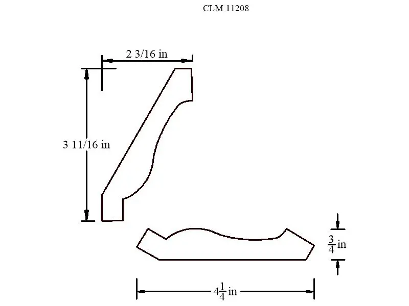 Line drawing of a molding profile.