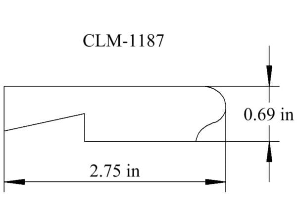 Diagram of CLM-1187, 2.75 in by 0.69 in.