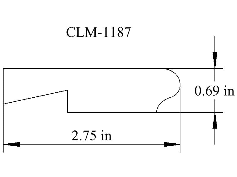 Diagram of CLM-1187, 2.75 in by 0.69 in.