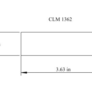 Line drawing of a 3.63 x 1 inch shape.