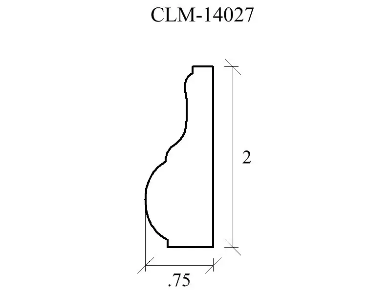 Line drawing of a baseboard profile.