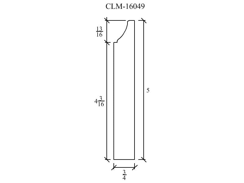 Line drawing of a molding profile.