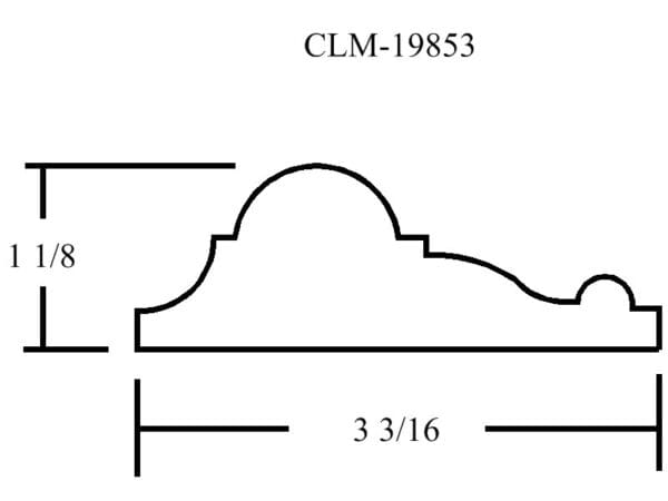 Cove molding, CLM-19853, 1 1/8" x 3 3/16"