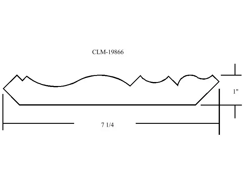 Line drawing of a 7 1/4 inch molding.