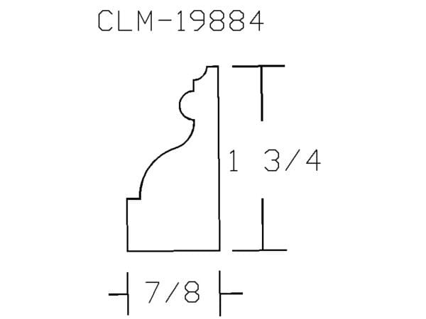 CLM-19884 crown molding dimensions.