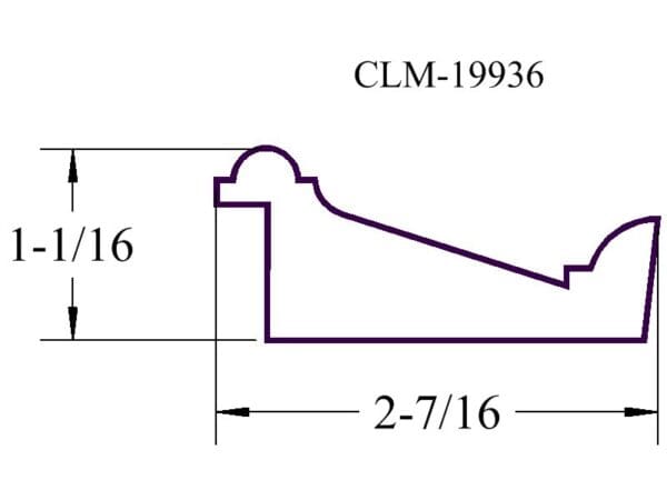 Line drawing of a frame profile CLM-19936.