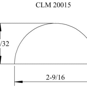 CLM 20015, semicircle diagram, dimensions 1-9/32 and 2-9/16.