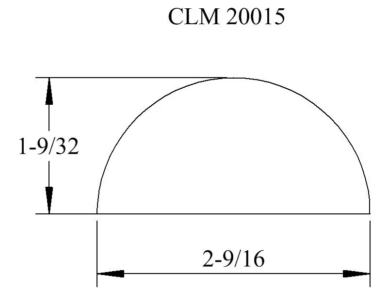 CLM 20015, semicircle diagram, dimensions 1-9/32 and 2-9/16.