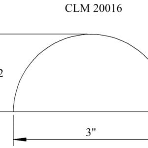 Diagram of a 1.5" x 3" half-round.