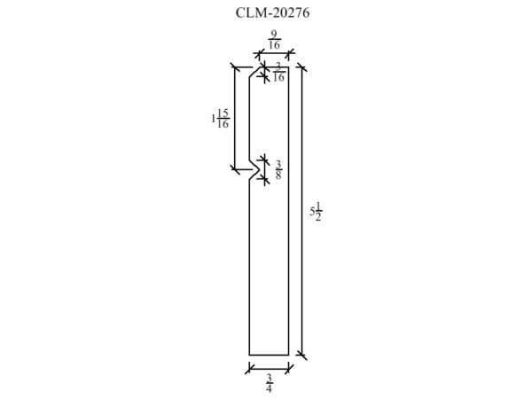 Line drawing of a rectangular shape with dimensions.