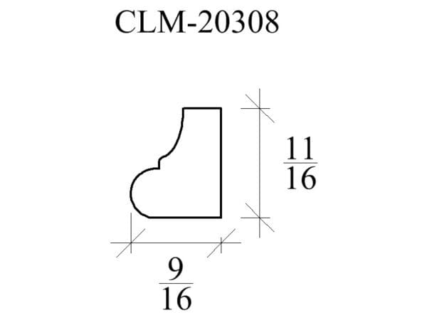 CLM-20308 molding diagram, 11/16" x 9/16"