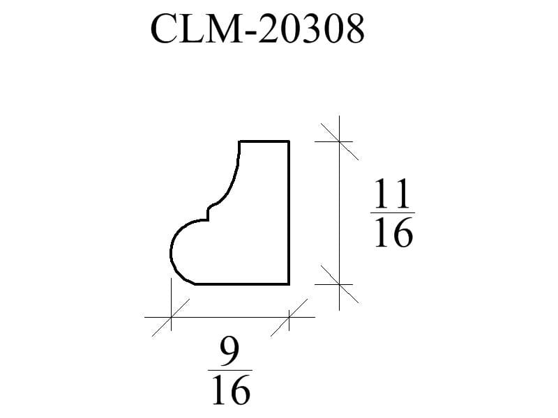 CLM-20308 molding diagram, 11/16" x 9/16"