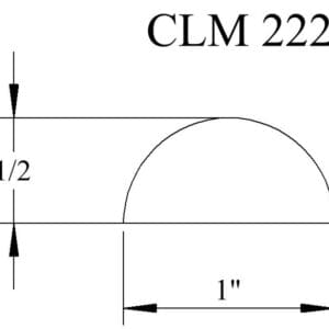 CLM 222, half-circle diagram, 1 inch wide, 1/2 inch high.