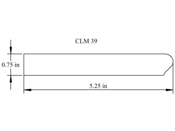 Line drawing of a 5.25 inch long tile.