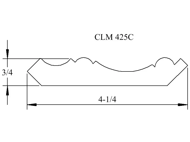 CLM 425C molding diagram, 4-1/4 inches by 3/4 inch.