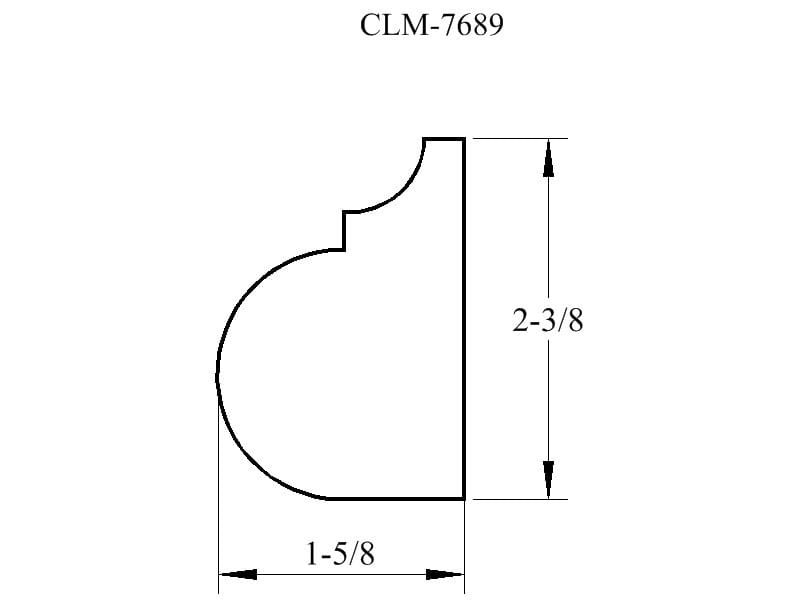 Line drawing of a moulding profile.