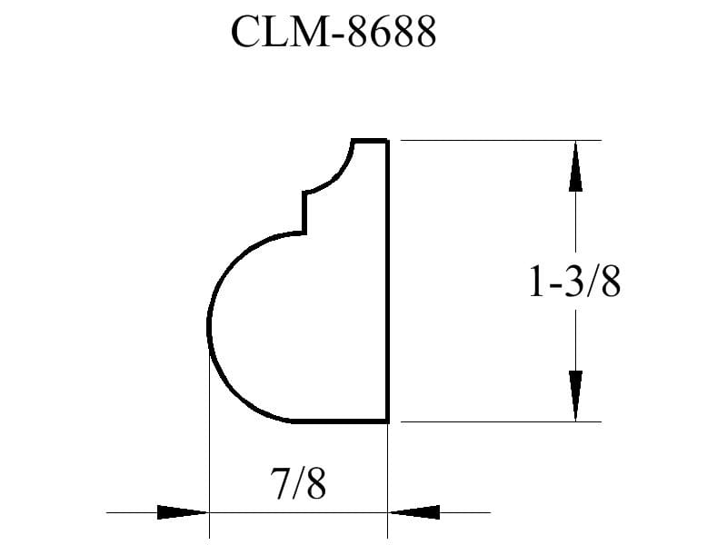 CLM-8688, line drawing of trim 1-3/8 x 7/8